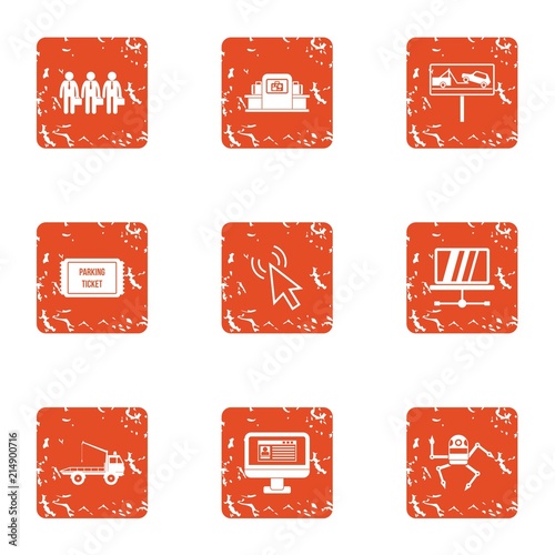 Automation of city icons set. Grunge set of 9 automation of city vector icons for web isolated on white background photo