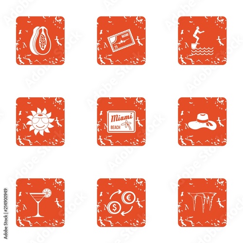 Stroll icons set. Grunge set of 9 stroll vector icons for web isolated on white background