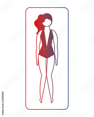 woman with swimsuit in floating mattress vector illustration design