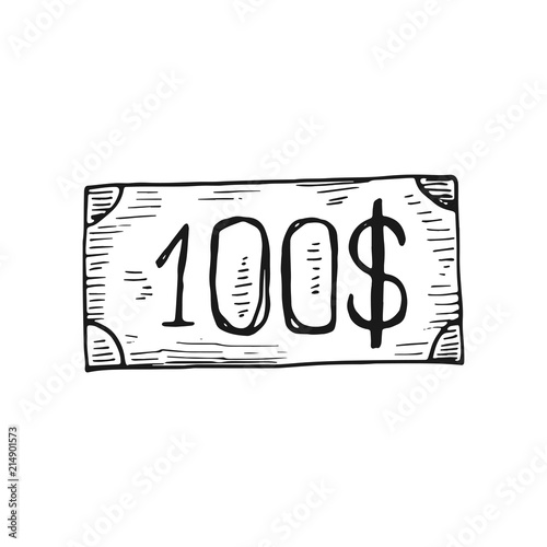bill hundred dollars icon. isolated on white background