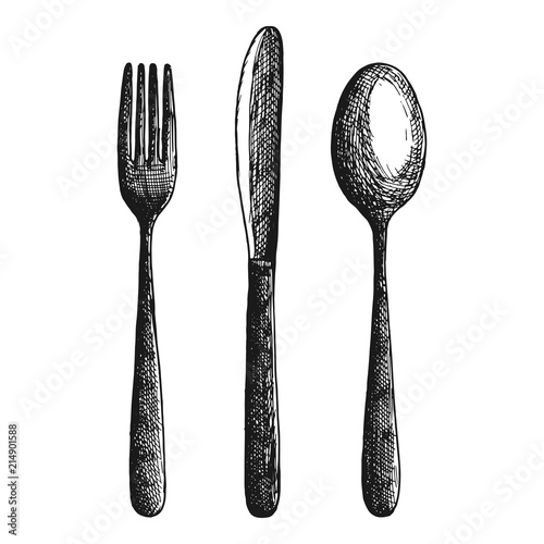 cutlery isolated on white background.
