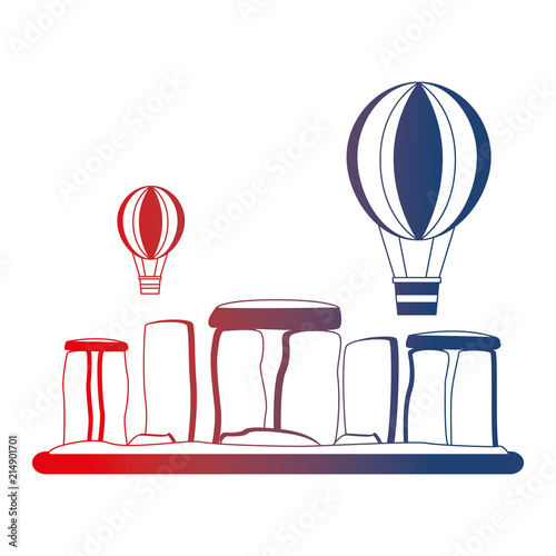 stonehenge monument of great britain with balloon flying vector illustration design