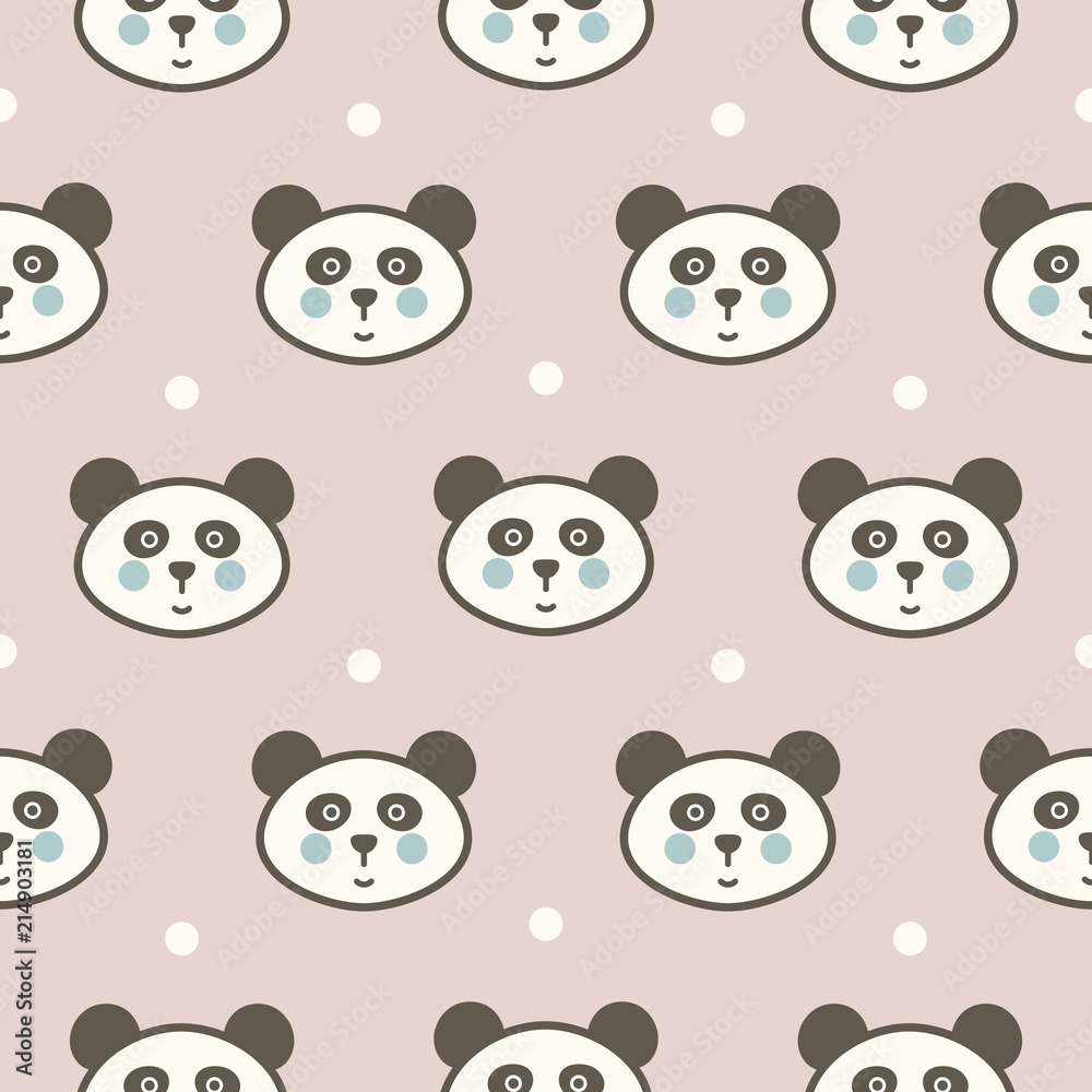 Cute panda head seamless pattern vector for baby print fabric. Cute panda head seamless pattern vector for baby print fabric.