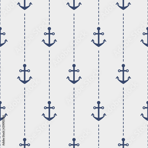 Nautical seamless vector pattern with anchors.