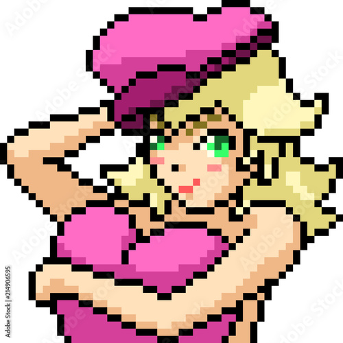 vector pixel art anime girl
