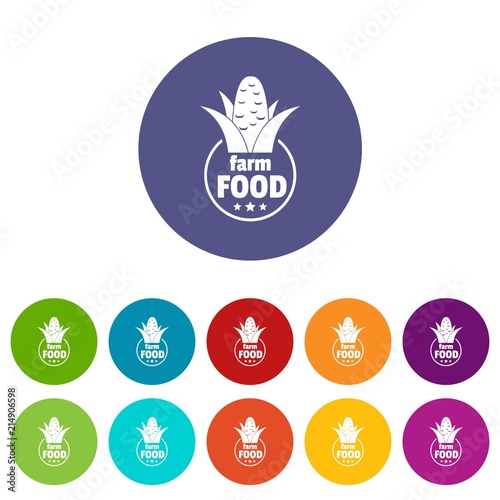 Farm food icons color set vector for any web design on white background