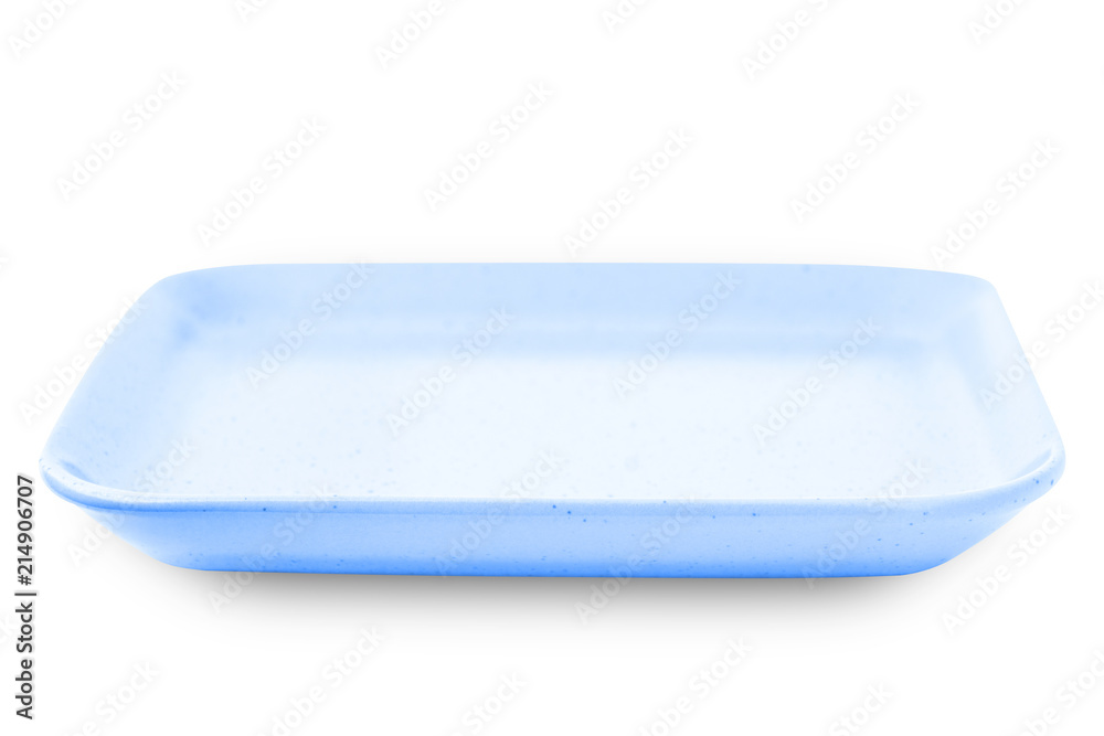 Blue square plate isolated on white background. Blue square plate isolated on white background.