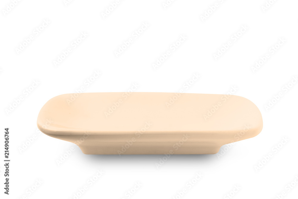 Brown square plate isolated on white background. Brown square plate isolated on white background.