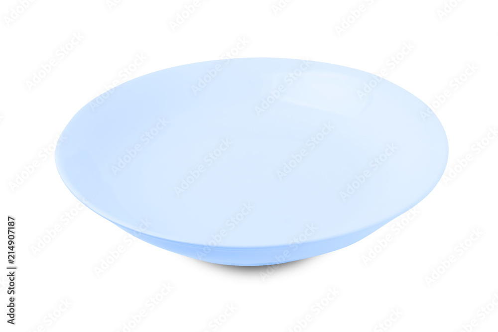 Blue plate isolated on white background.