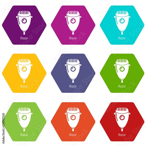 Razor icons 9 set coloful isolated on white for web