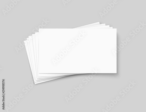 Vector business cards stack on transparent background.