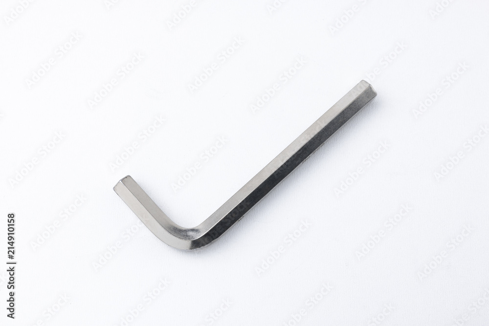 Single Allen Key or Hex Key Isolated on White Background