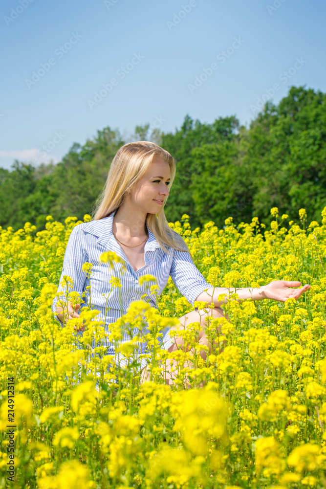 woman resting on a meadow woman resting on a meadow