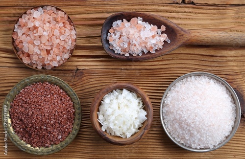 Different varieties of table salt.
