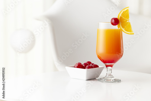 Cold tequila sunrise cocktail