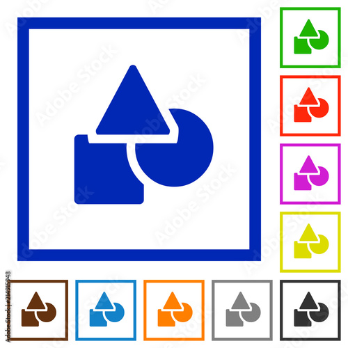 Basic geometric shapes flat framed icons