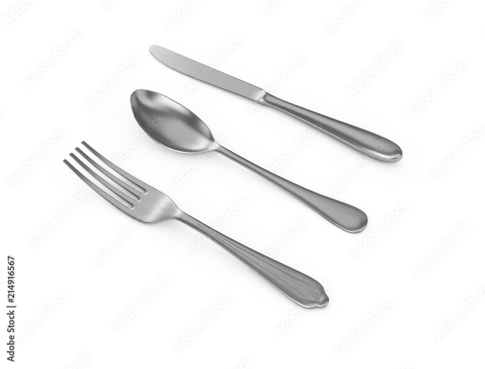 3d rendering of fork on white background 3d rendering of fork on white background