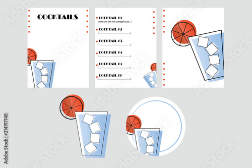 cocktail catalogue and coaster vector - night bar - summer drinks