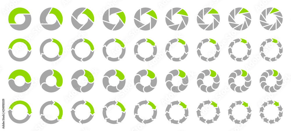 Set Pie Charts Arrows Grey/Green Set Pie Charts Arrows Grey/Green