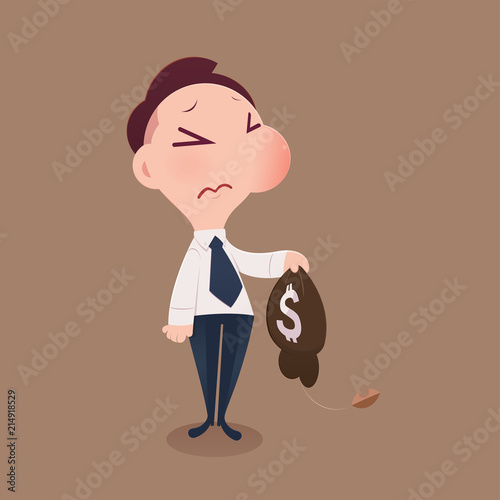 Cartoon businessman loss money, Vector and Illustration.