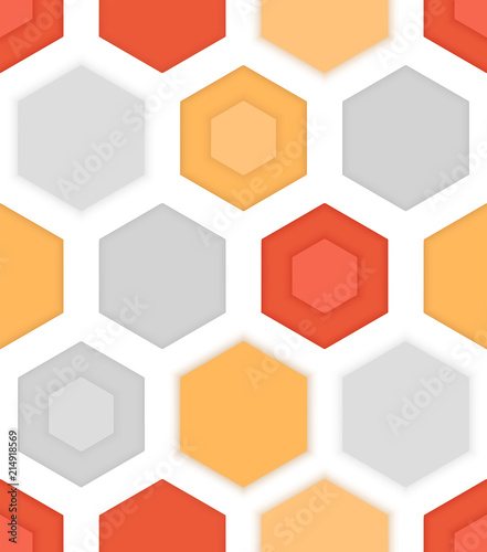 Free Download Abstract seamless pattern of colorful hexagons. Paper cut out effect. Geometric background. Vector illustration - GFXLoad