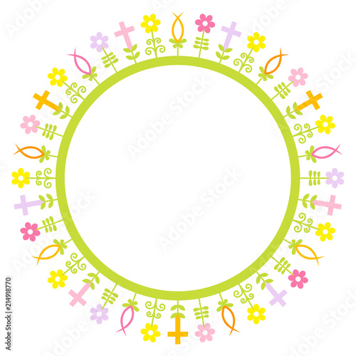 Confirmation Card Crosses, Fishes & Flowers Meadow Frame