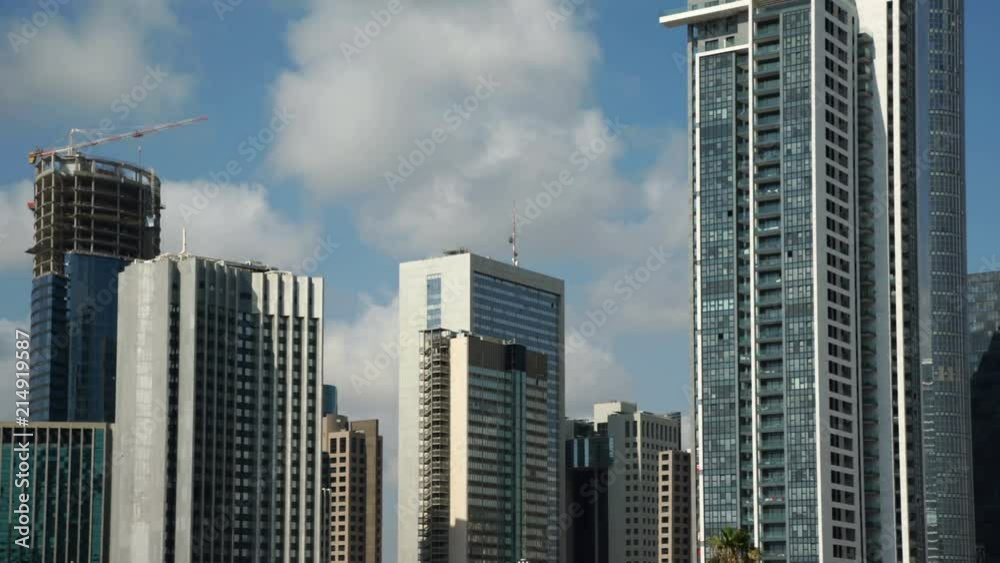 Business Skyscraper in Tel Aviv, Israel. Timelapse Business Skyscraper in Tel Aviv, Israel. Timelapse