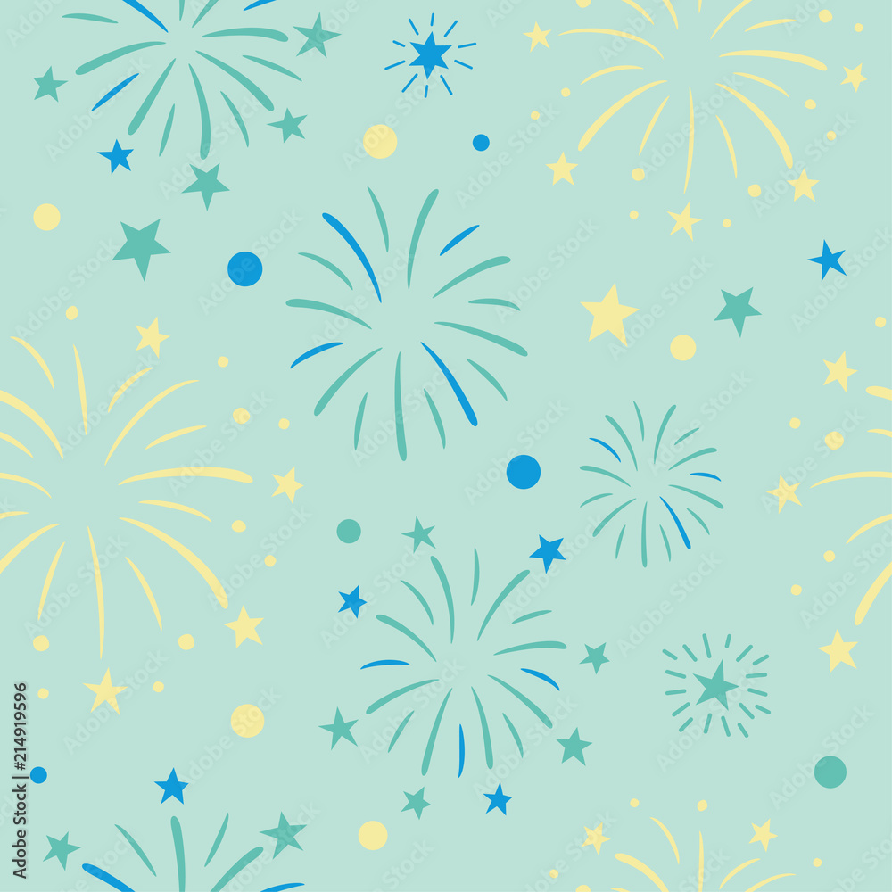 Seamless pattern of fireworks and stars Seamless pattern of fireworks and stars