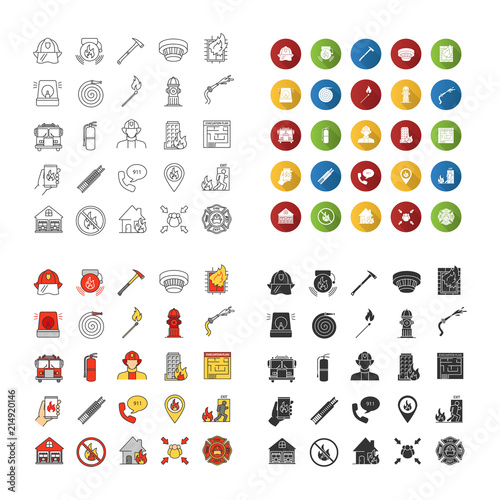 Firefighting icons sets