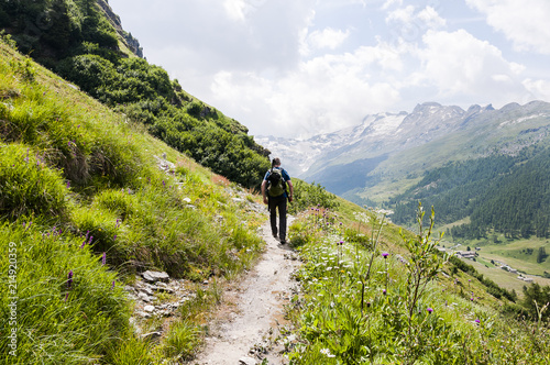 Sils, Segl, Val Fex, Fextal, Wanderweg, Wanderer, Marmorè, Fexgletscher, Alpen, Oberengadin, Graubünden, Sommer, Schweiz