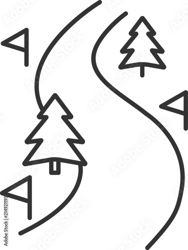 Ski route linear icon