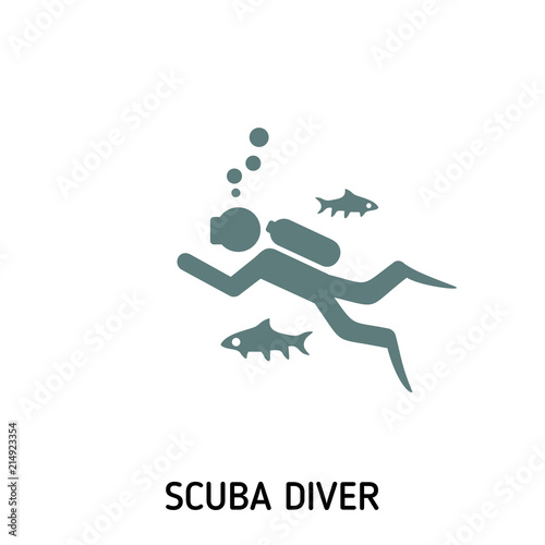 Scuba Diver creative icon. Simple element illustration. Scuba Diver concept symbol design from beach icon collection. Can be used for web, mobile and print. web design, apps, software, print.