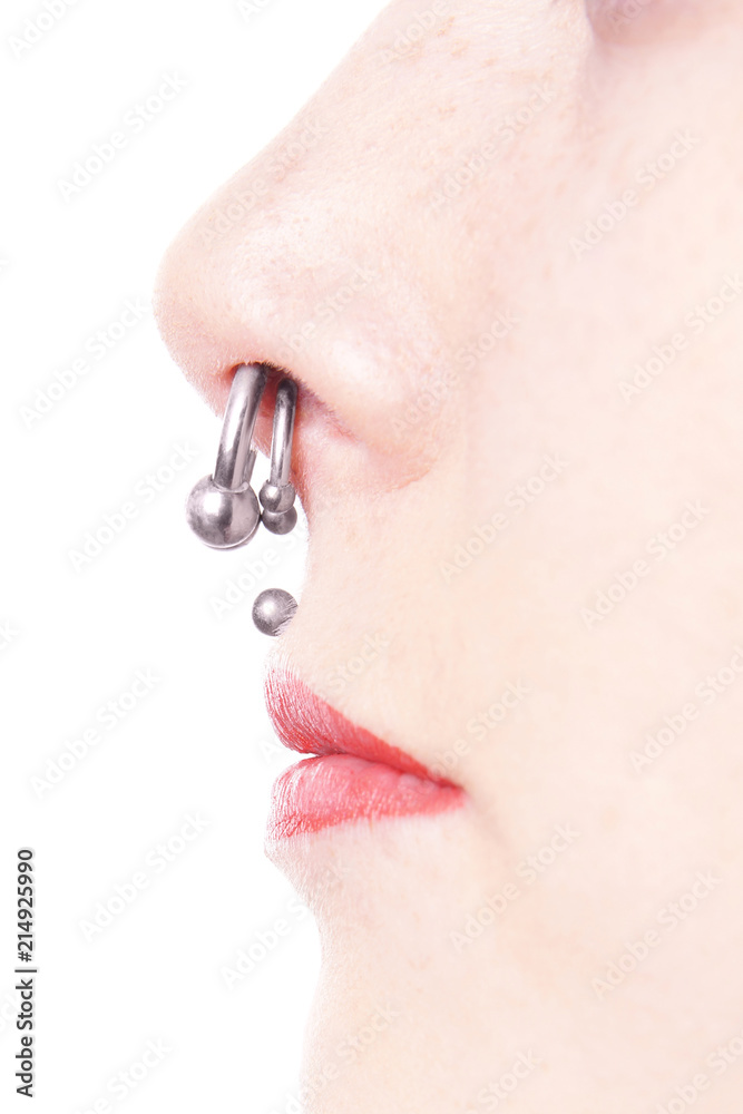 septum and medusa piercings Stock Photo | Adobe Stock
