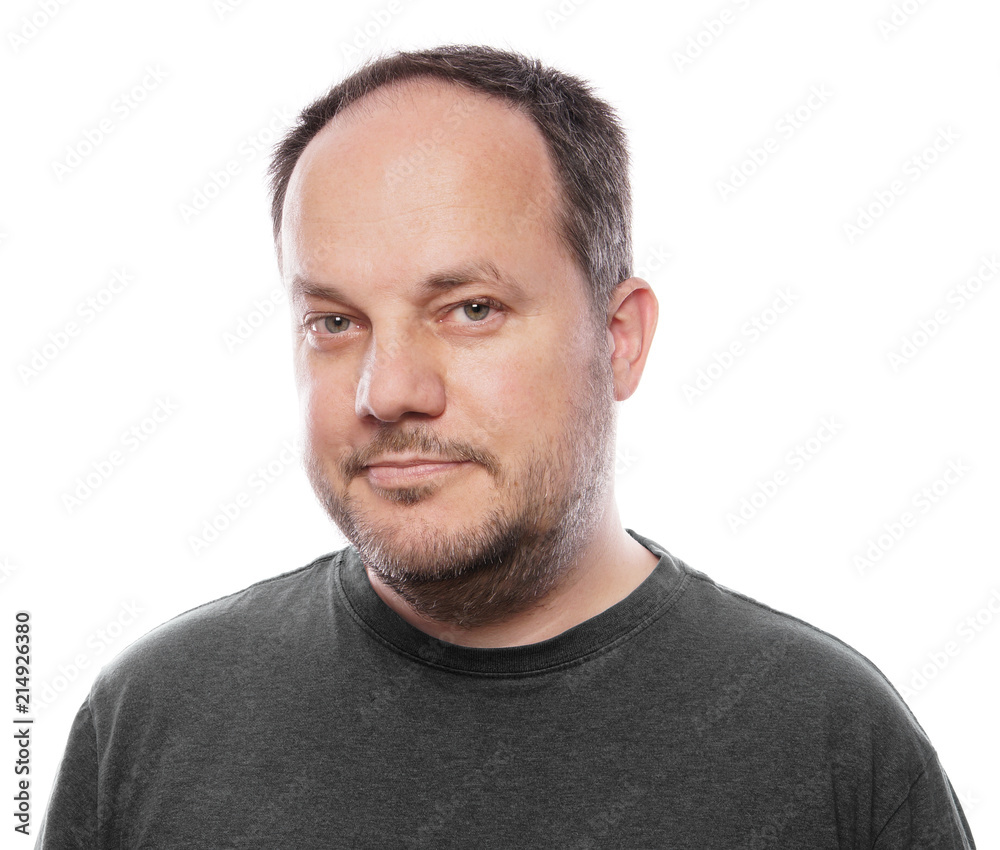 middle aged man with stubble isolated on white middle aged man with stubble isolated on white