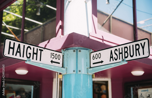 USA, San Francisco Haight and Ashbury streets intersection photo