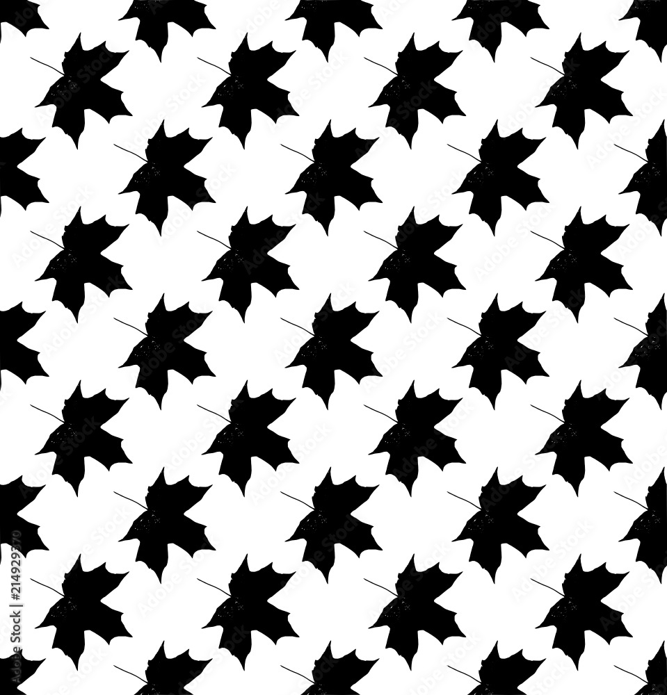 Fototapeta premium Seamless pattern with maple leaf silhouettes