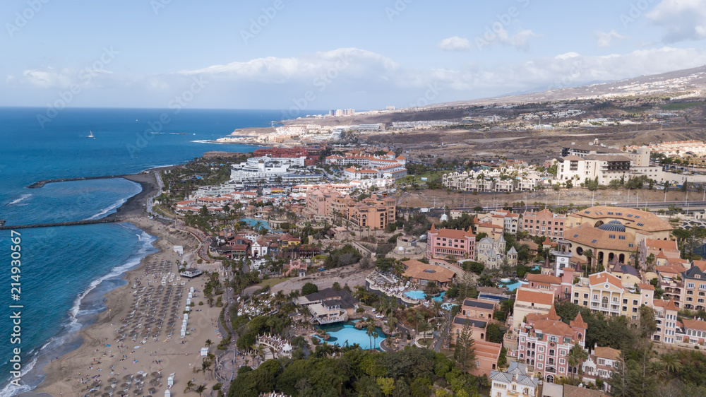 Aerial view of Tenerife island Canary Spain Atlantic ocean drone top view