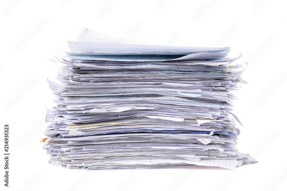 pile of paperwork isolated white background pile of paperwork isolated white background