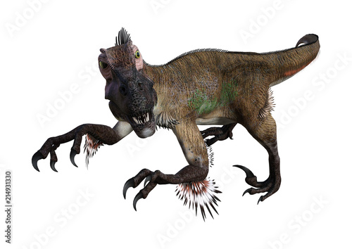 3D Rendering Dinosaur Utahraptor on White