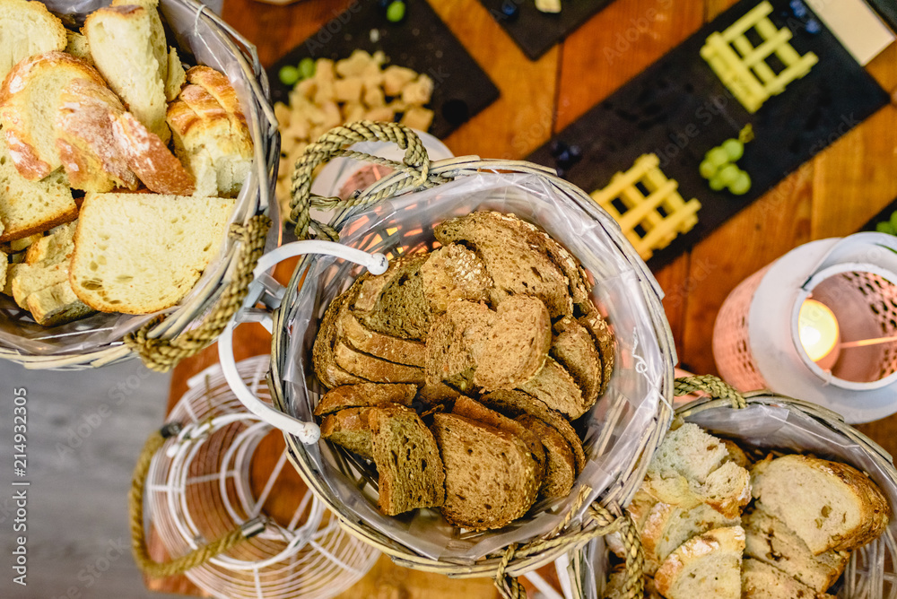 Cheese buffet bar at a wedding