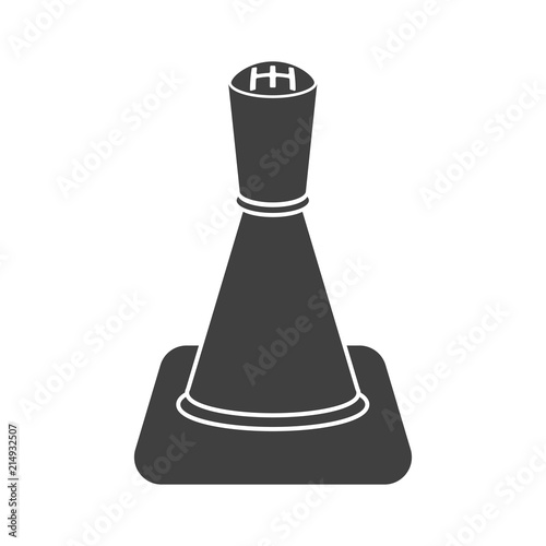 Icon of the mechanical gearshift knob in auto. Vector on white background.