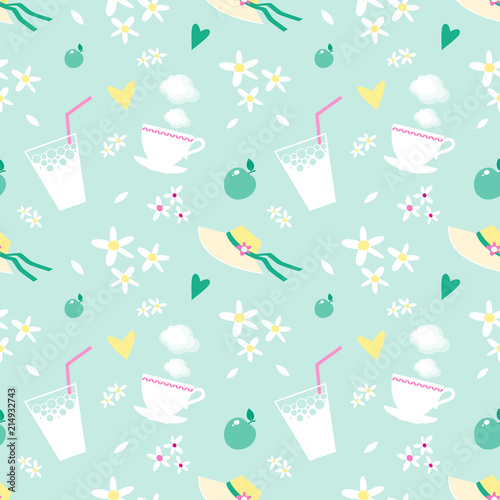 Seamless pattern with graphic elements on a summer theme