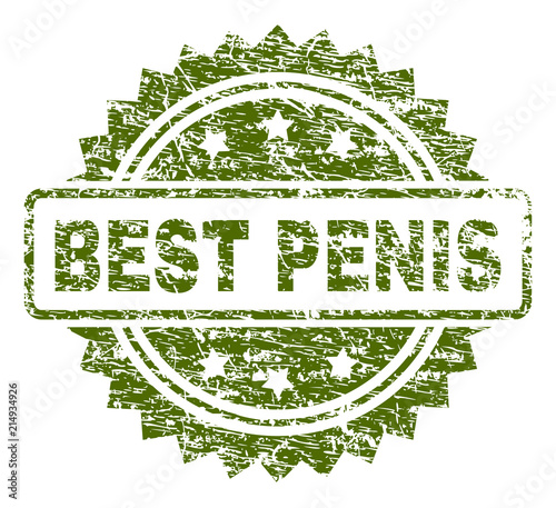 BEST PENIS stamp seal watermark with rubber print style. Green vector rubber print of BEST PENIS label with retro texture.
