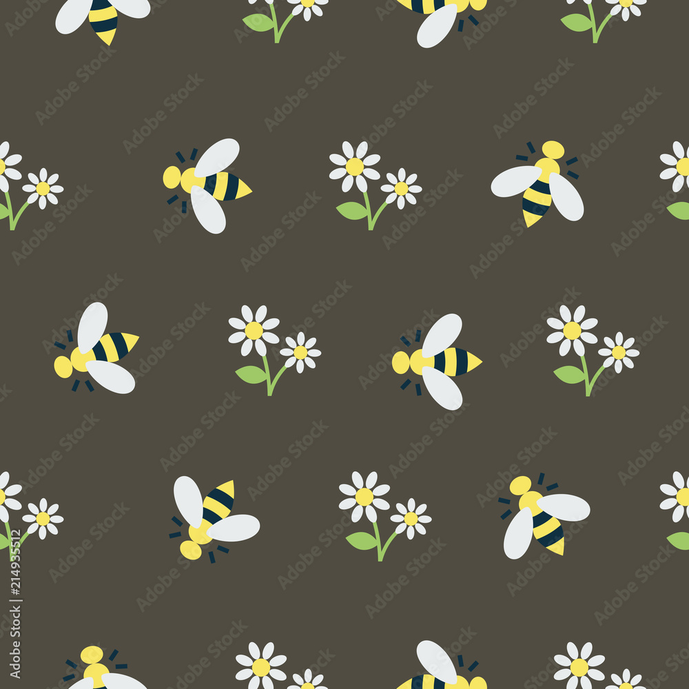 Pattern with bees and flowers Pattern with bees and flowers