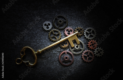 Gears and antique key