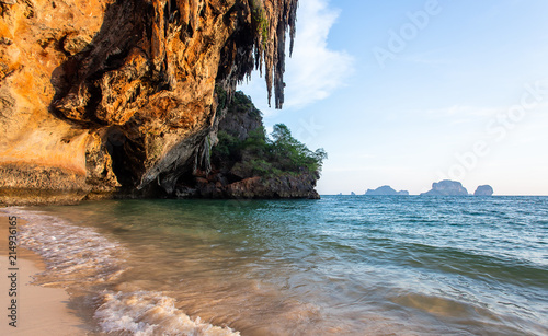 Famous Phranang cave at Raylay Railay Beach Krabi Thailand photo