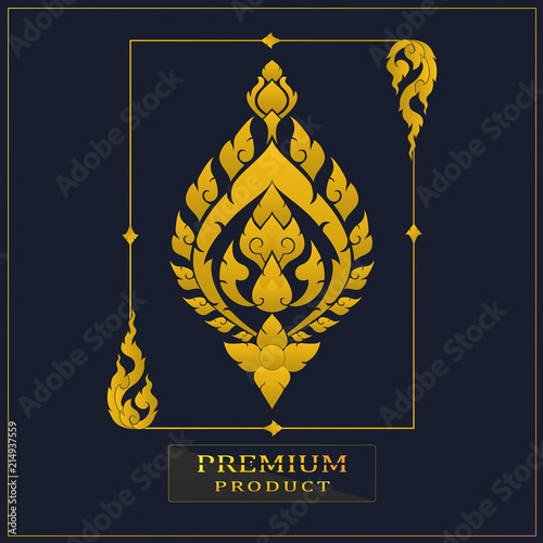 Thai luxury vintage golden pattern design for logo, label, icon ,brand for your product or packaging, vector illustration