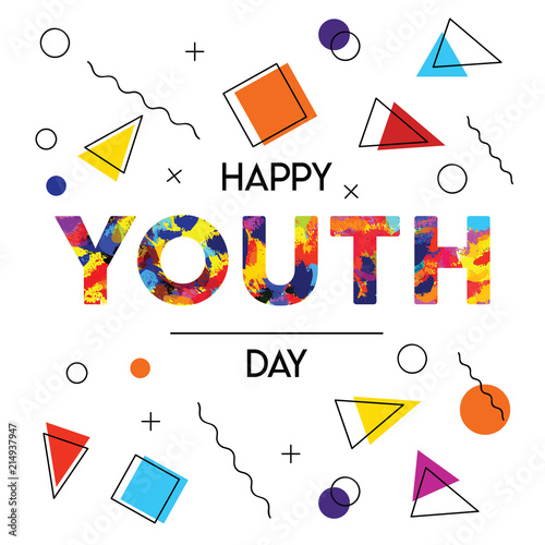 Happy Youth Day abstract retro background card