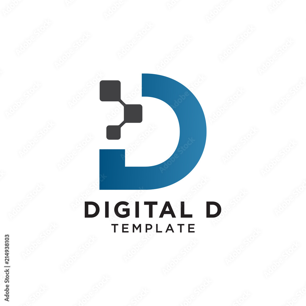 Letter d pixels logo initial design template - obrazy, fototapety, plakaty 