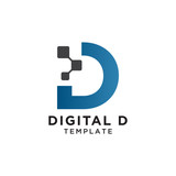 Letter d pixels logo initial design template